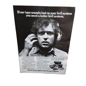 1976 Maxell Tape Thats Too Good Original Ad Vintage